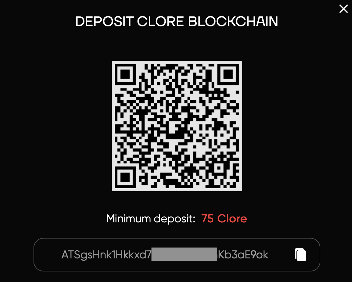 clore deposit address