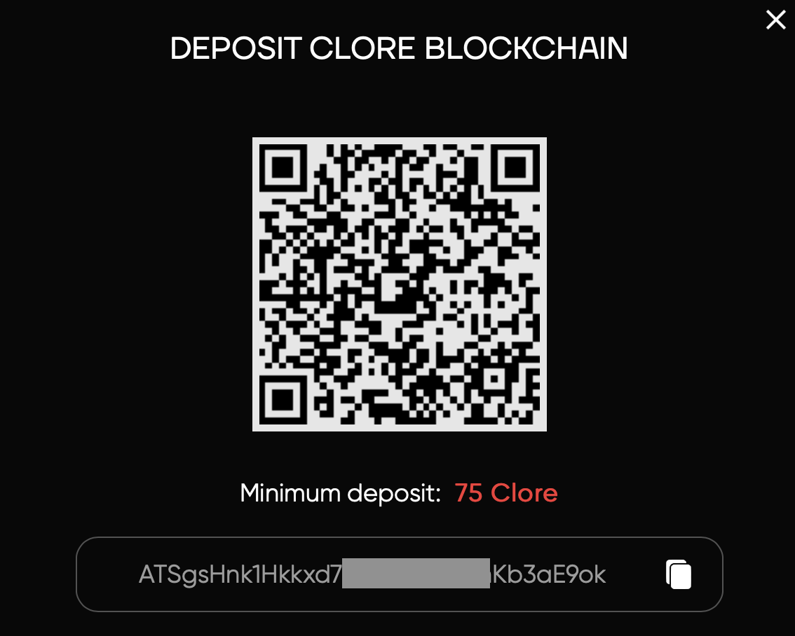 Clore deposit address