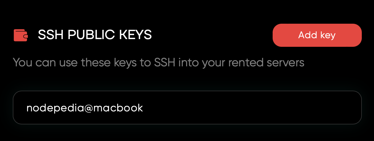 Add SSH key in Clore