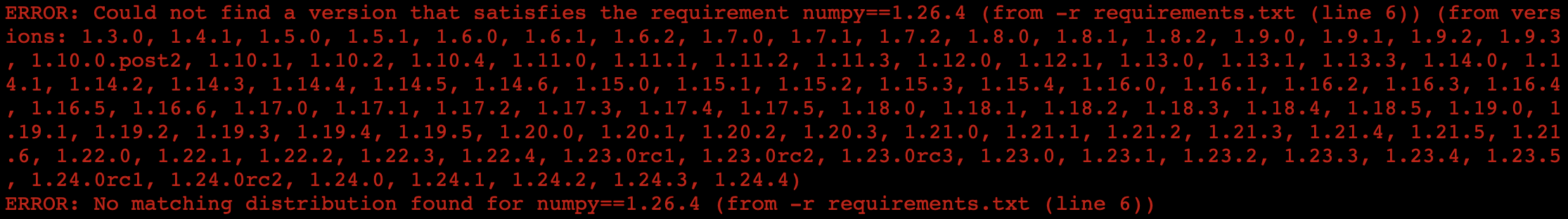 numpy 1.26.1 error