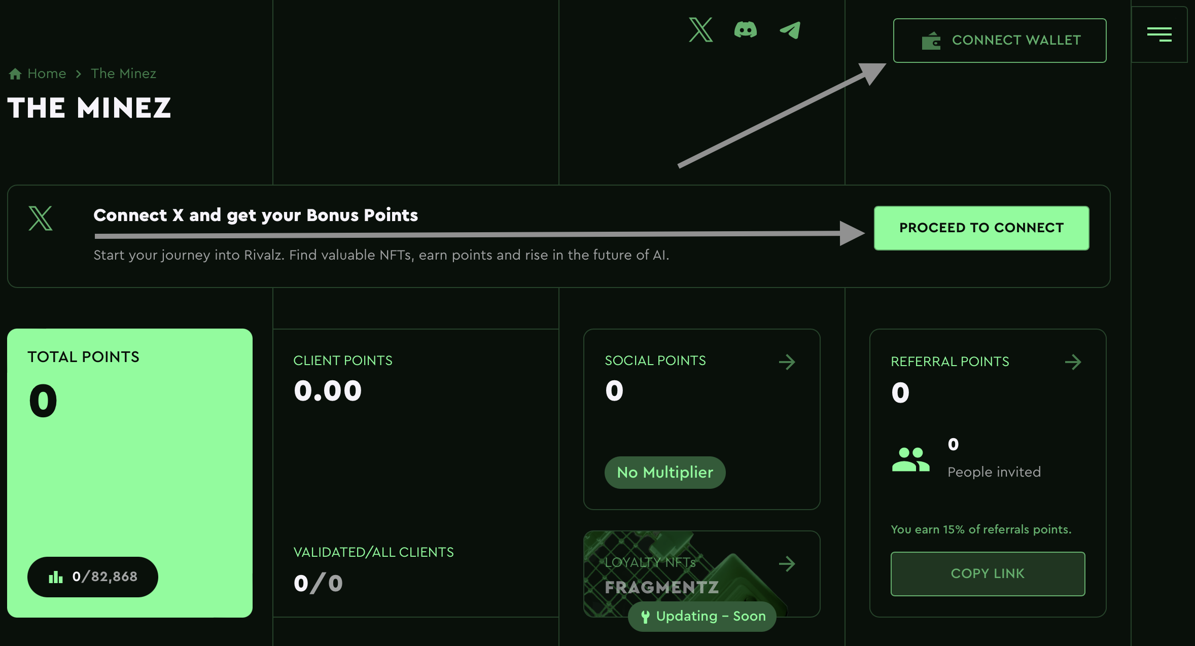 rivalz dashboard not connected