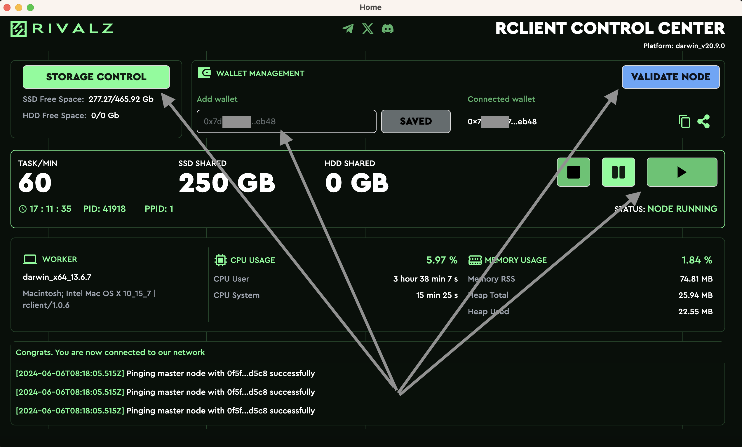 mac client running